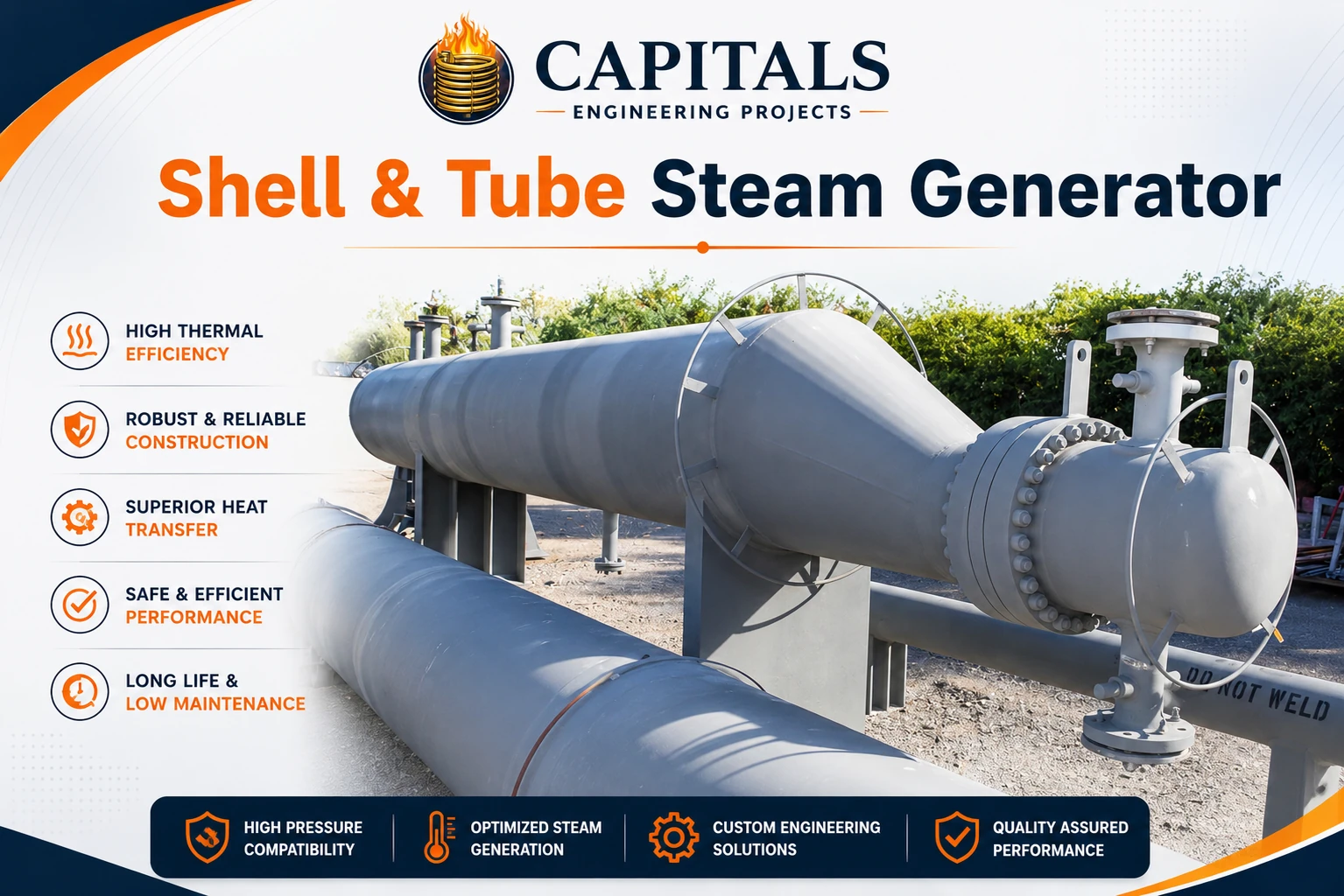 Shell and tube steam generator fabricated by Capitals Engineering, Ambernath MIDC